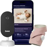 Owlet Dream Duo – Smart Baby Monitor mit medizinisch geprüftem Dream Sock® Sensor, 2K HD Kamera, Puls- & Sauerstoffüberwachung, Schlafanalyse, WLAN Rose