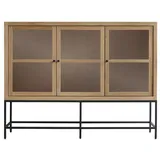 Tikamoon Niedriger Vitrinenschrank Babeth 160 cm Beige