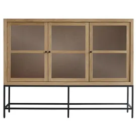 Tikamoon Niedriger Vitrinenschrank Babeth 160 cm Beige