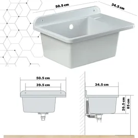 Kadax GOSPO Ausgussbecken aus Polypropylen, 50.5x34x26.5 cm, Waschbecken Weiß