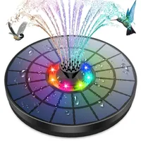 5,5-w-solar-led-gartenbrunnen Mit Farbigen Led-leuchten, Batteriebetrieben Und 7 Düsen, Solarpumpenbrunnen Für Teiche, Vogeltränken Und Gärten