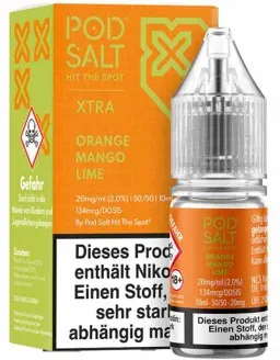 Orange Mango Lime NicSalt Liquid by Pod Salt Xtra 10ml / 20mg