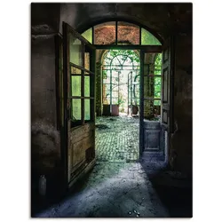 Wandbild ARTLAND "Lost Place - alte Tür Fenster", bunt (farbe bild(er): bunt), B:60cm H:80cm, Bilder, als Alubild, Outdoorbild, Leinwandbild, Poster, Wandaufkleber