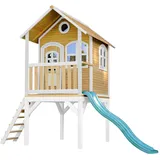 Axi Spielhaus Laura 318 x 272 x 191 cm Holz Braun/Weiß mit Rutsche Grün