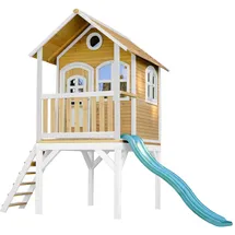 Axi Spielhaus Laura 318 x 272 x 191 cm Holz Braun/Weiß mit Rutsche Grün