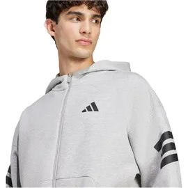 adidas Future Icons Three Stripes Full-Zip Hoodie, medium grey heather L