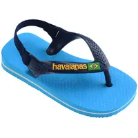 Havaianas Unisex Baby Brasil Logo II Flipflop, Turquoise/Navy Blue, 21 EU (EU 23)