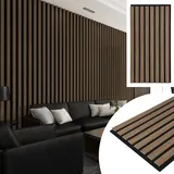 Art3d Akustikpaneele Dunkle Walnuss | 3D Schallabsorber-Paneele | Holzfurnier auf Akustikfilz | Ideal für Büro, Studio, Wohnzimmer, Homeoffice & Küche 3,6 m2