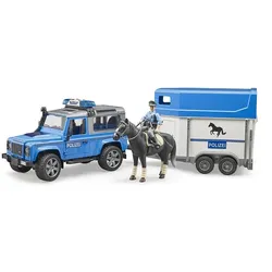 Bruder 02588 - Land Rover Defender Polizeifahrzeug, Pferd und Polizist