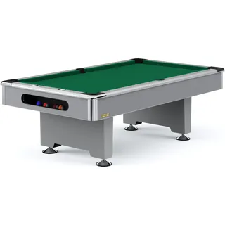 Automaten Hoffmann Billardtisch Club Pro III Dekor Grau, EuroSpeed, Grün, 9 ft (Spielfeld 254x127 cm)