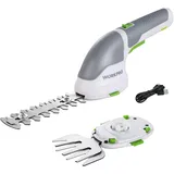 WORKPRO Gartenschere Akku 3,6V, handliche Grasschere und Strauchschere elektrisch mit 2 Messern 2.000mAh Akku und Typ C Kabel, 2 in 1 Rasenkantenschneider Schnittbreite 7.5cm, Schnittlänge 12cm