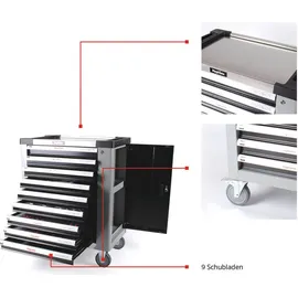 Mephisto XXL Premium Werkzeugwagen mit 9 Schubladen inkl. Ringschlüssel-Set
