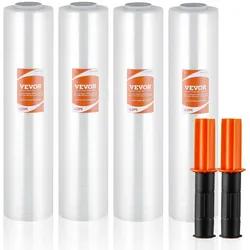 VEVOR Stretchfolie, 381 mm x 305 m, 4er-Set, 60 Gauge Industriestärke, transparente Palettenfolie, strapazierfähige Verpackungsfolie mit Griffen zum Verpacken von Paletten, Versand und Umzügen