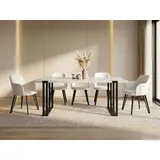WFL GROUP Esstisch Marco ausziehbar rechteckig loft mit schwarzen Metallbeinen (MADE IN EU, erhältlich in 3 Größen – 120/140/160 cm ausziehbar auf 220/240/260 cm), platzsparender Tisch in Holzoptik für Küche, Esszimmer oder Wohnzimmer weiß 140.00 cm x 76.00 cm x 80.00 cm