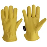 OLSON DEEPAK Gartenhandschuhe Leder für Damen/Herren,Weiche und flexible Arbeitshandschuhe (Large, 1 Pair)