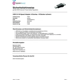 goobay USB-A auf USB-B Adapter Schwarz