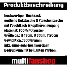 multifanshop Rucksack - Hoffenheim - Herzschlag - Druck blau - Tasche