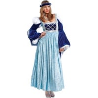 Krause & Sohn Mittelalter Kostüm Burgfräulein Veronika für Damen Gr. M-XL Kleid blau Mittelalter-Mode Fasching Mottoparty Karneval (Medium)