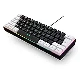 Snpurdiri 60% kabelgebundene Gaming Tastatur, Kompakte RGB beleuchtete Mini Tastatur mit mechanischem Gefühl, Leise Membran Tastatur mit USB C, Tragbare Büro & Reise Tastatur für PC/Mac (weiß schwarz)