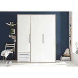 Livetastic Kleiderschrank Lyss Eiche San-Remo Nachbildung weiß B/H/T: ca. 155x194x58 cm, - Eiche, weiß