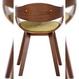 CLP 2er Set Esszimmerstühle ergonomisch Kingston, Stoff walnuss/hellgrün