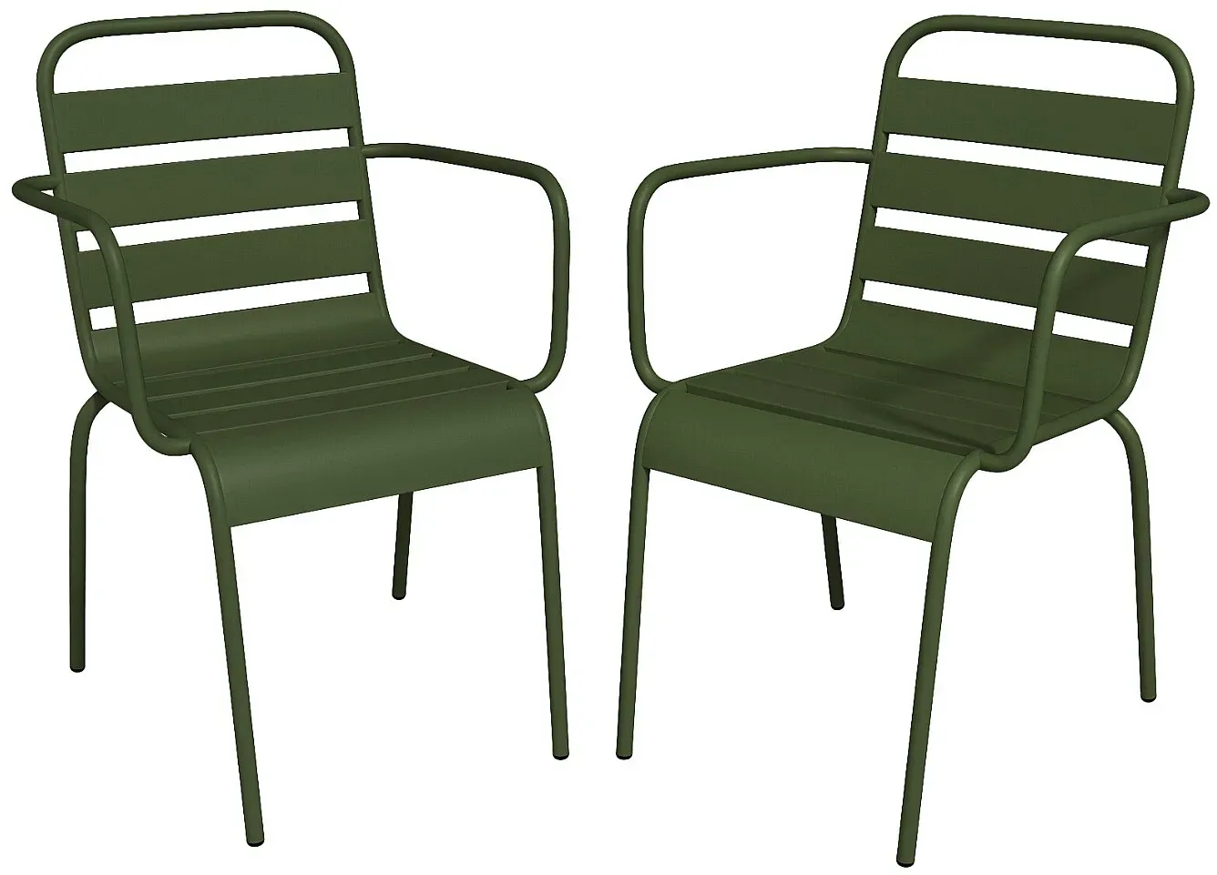 Gartensessel stapelbar 2er-Set - Metall - Khaki - MIRMANDE von MYLIA
