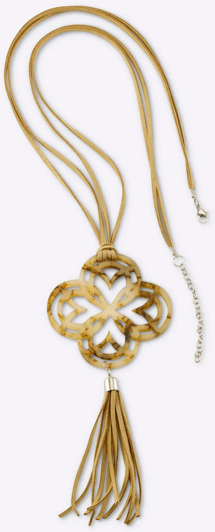 Kette mit Anhänger HEINE, Damen, Gr. Kunststoff Metall Synthetik, beige (natur), Kunststoff, Metall, Synthetik, Halsketten