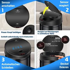 Kesser Automatik Sensor Mülleimer 56 l Schwarz