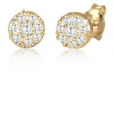 ELLI PREMIUM Ohrringe Kreis Geo Klassisch Funkelnd Zirkonia 585 Gelbgold