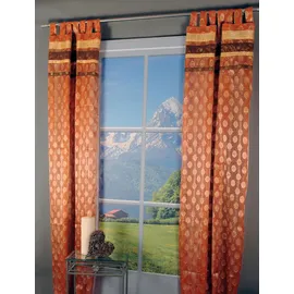 HOSSNER - ART OF HOME DECO Gardine "Arnisee" Gr. 1, orange (goldfarben, braun, rostorange), B:110cm H:250cm, Polyester, HOSSNER - ART OF HOME DECO, Gardinen, Gardine, Schlaufenschal mit Dekokante