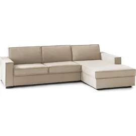 Talamo Italia Schlafsofa Adelia, Ecksofa, 100% Italy, Sofa mit Drehöffnung, Rechte Containerhalbinsel, mit schmalen Armlehnen, Cm 260x95h90, Beige - Eck-Schlafsofa Beatrice, Made in Drehbare Öffnung Matratze und Netz