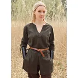 Battle-Merchant - Mittelalter Tunika Ylva für Frauen, Tailliertes frühmittelalter Hemd, Schildmaid Outfit, LARP, Wikinger, Pirat, Kostüm (XL, Olivgrün) - XL