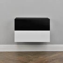 [en.casa] Wandregal Oslo 2er Set 46 x 30 x 15 cm Weiß/Schwarz Hochglanz