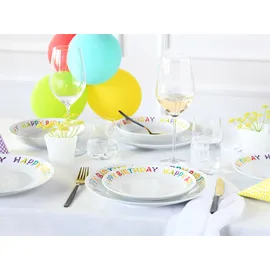 CreaTable Teller-Set Happy Birthday 12-tlg. bunt/weiß