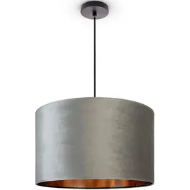 Paco Home Pendelleuchte Stehleuchte Dreibein Wohnzimmer Lampenschirm Velours Unifarben Deko Vintage Samt Grau