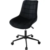 ML-Design Bürostuhl, Schwarz, Sitzfläche aus Samt, Metallgestell, Polsterstuhl mit Rückenlehne, höhenverstellbar, 360° Drehstuhl mit 5 Rollen,