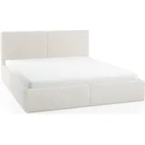 FEDVE Polsterbett Doppelbett Riberia Slim Bett mit Bettkasten 120x200 - Creme