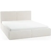 FEDVE Polsterbett Doppelbett Riberia Slim Bett mit Bettkasten 120x200 - Creme