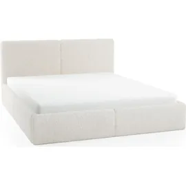 FEDVE Polsterbett Doppelbett Riberia Slim Bett mit Bettkasten 120x200 - Creme