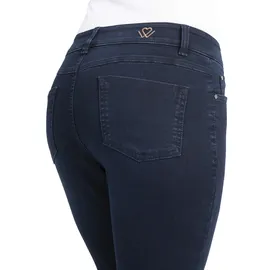 wonderjeans Skinny-fit-Jeans "niedrige Leibhöhe", Damen, Gr. 46, Länge 32, blau (dunkelblau used), Denim/Jeans, Obermaterial: 65% Baumwolle, 29% Polyester, 6% Elasthan, Abriebeffekte, figurbetont knöchellang, Jeans, Schmaler Skinny-Fit in hochelastischer Qualität