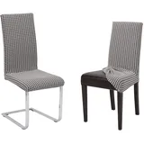 BEAUTEX Universal Stretch Stuhlhussen Sets, elastische Husse Bi-Elastic, Antonella, Farbe wählbar (Natur 6er Set)