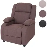 Mendler Fernsehsessel Lincoln, Relaxsessel Liege Sessel, Stoff/Textil ~ mahagony