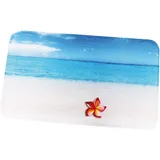 MSV 141379 Badmatte Paradies, Mikrofaser, blau/weiß, 45 x 75 x 15 cm