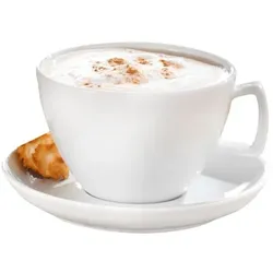 Caterado 6x Milchkaffee-Tasse, Inhalt: 0,4 ltr., mit Untertasse, Form CREMA, UNI WEISS