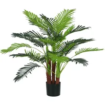 Homcom Künstliche Palme 100cm Kunstpalme mit 27 Palmenwedel Groß Kunstpflanze im Topf Kunstpflanzen Künstliche Pflanzen Wie Echt Zimmerpflanze für Wohnzimmer Büro Balkon Dekoration Schlafzimmer