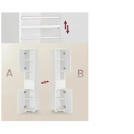 VASAGLE Badschrank weiß 30,0 x 30,0 x 170,0 cm
