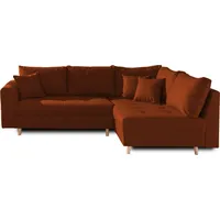 Lisa Design Rune, Ecksofa, mit hocker, 4-Sitzer, skandinavischer Stil, rechts , Rostfarben - Bunt