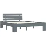 vidaXL Kiefernholz Massiv Bettgestell Holzbett Futonbett Doppelbett Massivholz Bett Bettrahmen Lattenrost Schlafzimmerbett 120x200cm Grau