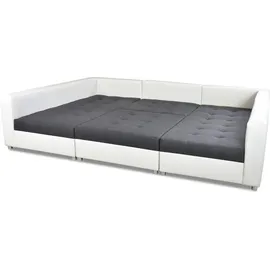 Fun Möbel Wohnlandschaft Sofa ANDRO Schlaffunktion und Hocker Stoff Fresh Dunkeltürkis