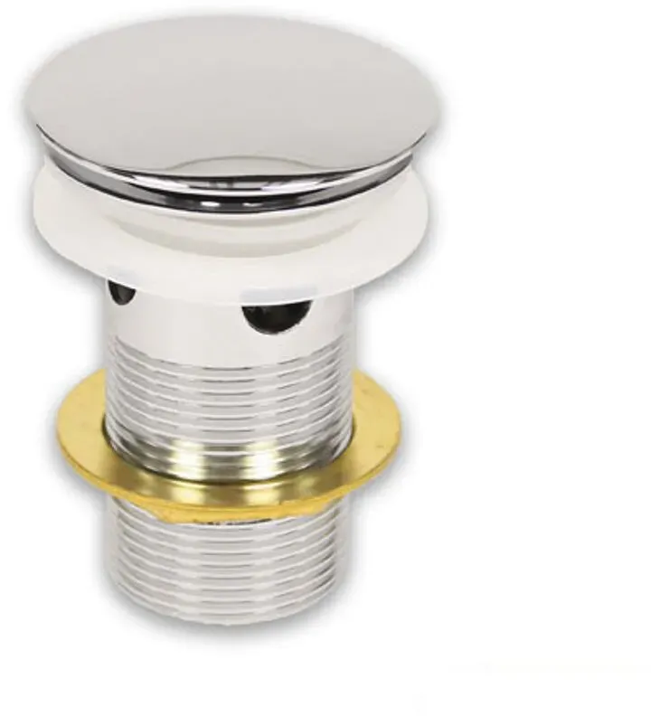 Chrom Schaftventil „Klicker'' 1 1/4'' x 63mm Ausführung runde Überlauflöcher